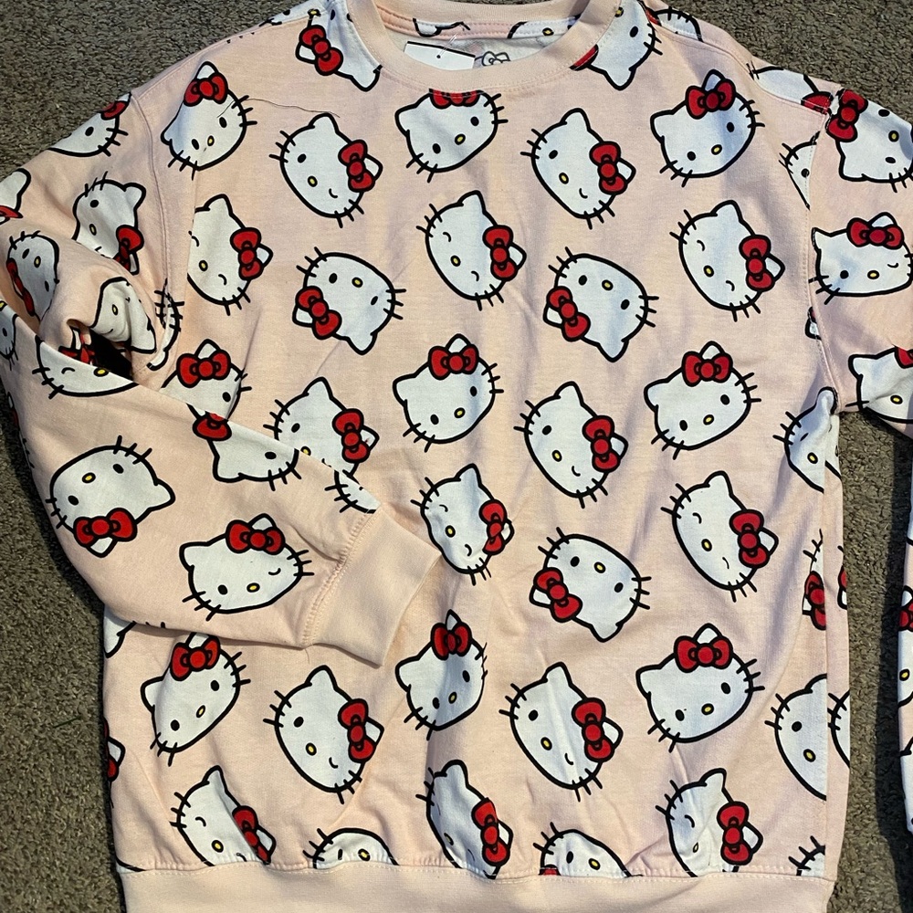 DEFECTED Women hello kitty sanrio top sweatshirt Medium PINK fleece